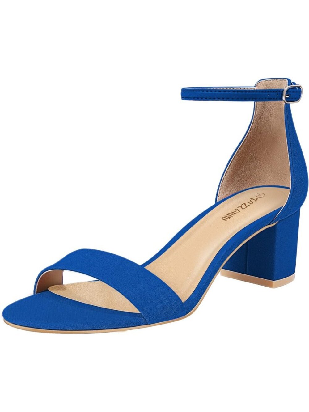 Women's Blue Low Block Chunky Heel Sandals Open Toe Ankle Strap Party Pump Shoes